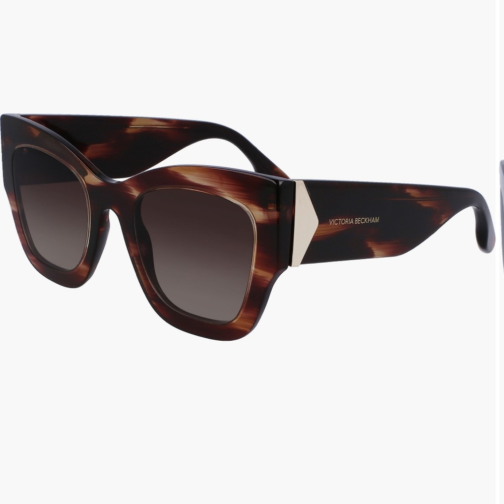 Victoria Beckham Oversized Tortoiseshell Sunglasses with Gold Accent 51mm - Picture 3 of 9